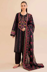 Aneelas - Winter 3PC Dhanak Embroidered Suit - SS0490